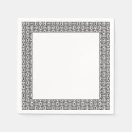 Elegant Black and White Folk Floral Seamless Patte Servet