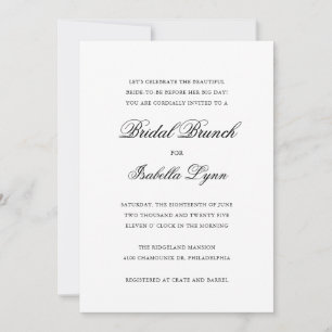 Elegant Black and White Formal Bridal Brunch Kaart