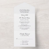Elegant Black and White Formal Calligraphy Wedding All In One Uitnodiging (Binnen)