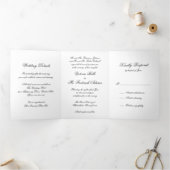 Elegant Black and White Formal Calligraphy Wedding Drieluik Uitnodiging (Binnen)