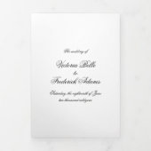 Elegant Black and White Formal Calligraphy Wedding Drieluik Uitnodiging (Cover)