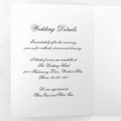 Elegant Black and White Formal Calligraphy Wedding Drieluik Uitnodiging (Binnenzijde eerst)