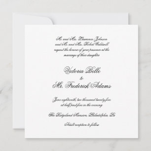 Elegant Black and White Formal Calligraphy Wedding Kaart