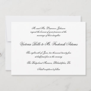 Elegant Black and White Formal Calligraphy Wedding Kaart