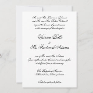 Elegant Black and White Formal Calligraphy Wedding Kaart