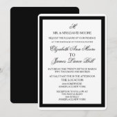 Elegant Black and White Formal Wedding Kaart (Voorkant / Achterkant)