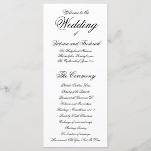 Elegant Black and White Formal Wedding Programmakaart