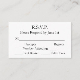Elegant Black and White Formal Wedding RSVP-kaarte Informatiekaartje