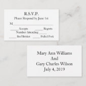 Elegant Black and White Formal Wedding RSVP-kaarte Informatiekaartje (Voorkant / Achterkant)