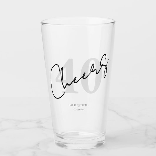 Elegant Black and White Forty 40th Birthday Glas (Voorkant)