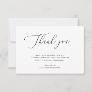 Elegant Black and White Funeral Acknowlegement Bedankkaart