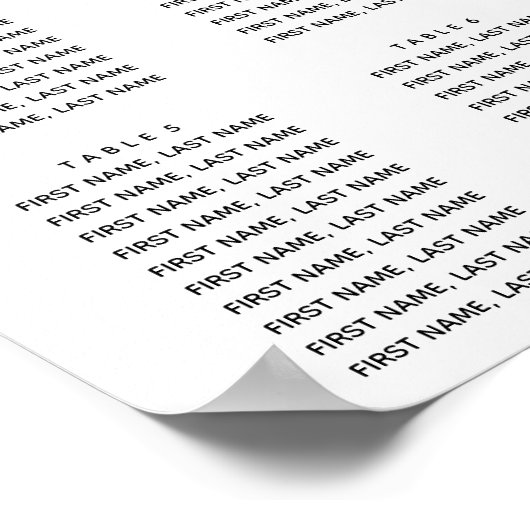 Elegant Black and White Gay Wedding Seating Chart Poster (Hoek)