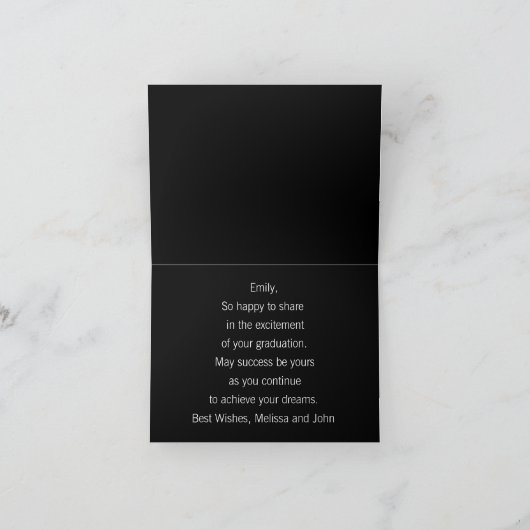Elegant Black and White Gefeliciteerd Afstuderen Bedankkaart (Binnen)