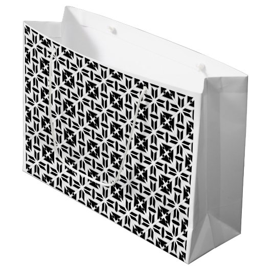 Elegant Black and White Geometric Pattern Groot Cadeauzakje (Voorkant Gekanteld)