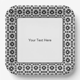 Elegant Black and White Geometric Pattern Papieren Bordje