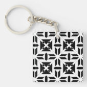 Elegant Black and White Geometric Pattern Sleutelhanger (Voorkant)