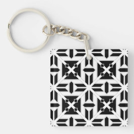 Elegant Black and White Geometric Pattern Sleutelhanger