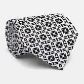 Elegant Black and White Geometric Pattern Stropdas (Opgerold)