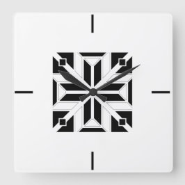Elegant Black and White Geometric Pattern Vierkante Klok