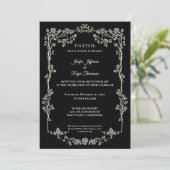 Elegant black and white Gothic wedding Invitation Kaart (Staand voorkant)