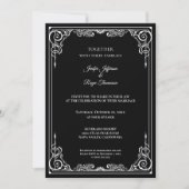 Elegant black and white Gothic wedding Invitation Kaart (Voorkant)