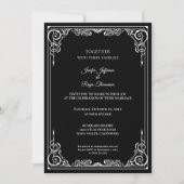 Elegant black and white Gothic wedding Invitation Kaart (Voorkant)