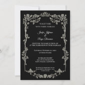 Elegant black and white Gothic wedding Invitation Kaart (Voorkant)