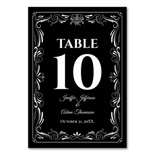 Elegant black and white Gothic Wedding Kaart (Voorkant)