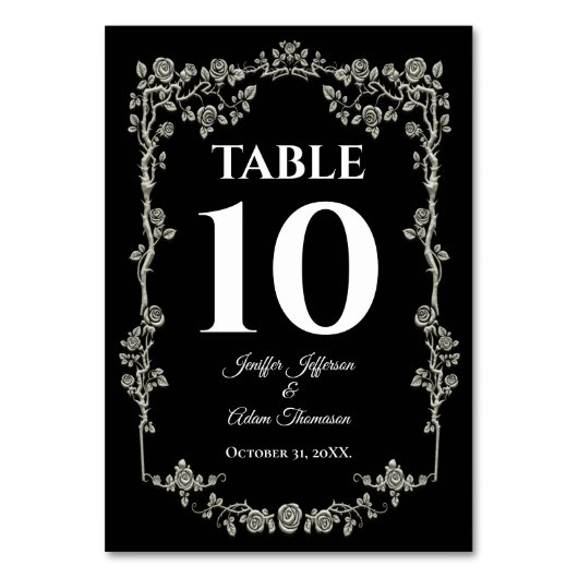 Elegant black and white Gothic Wedding Kaart (Voorkant)