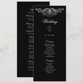 Elegant black and white Gothic Wedding Program Menu (Voorkant / Achterkant)