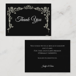 Elegant black and white Gothic wedding Thank You Notitiekaartje