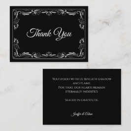 Elegant black and white Gothic wedding Thank You Notitiekaartje