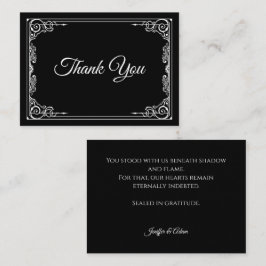 Elegant black and white Gothic wedding Thank You Notitiekaartje