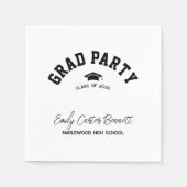 Elegant Black and White Grad Hat Graduation  Servet (Voorkant)