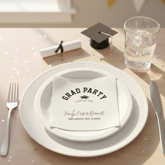 Elegant Black and White Grad Hat Graduation  Servet