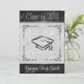 Elegant Black and White Graduation Invitations Kaart (Staand voorkant)