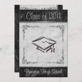 Elegant Black and White Graduation Invitations Kaart (Voorkant / Achterkant)