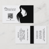 Elegant Black and White Hair and Nail Salon Visitekaartje (Voorkant / Achterkant)