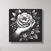 Elegant Black and White Hand Botanical Art Canvas Afdruk (Voorkant)
