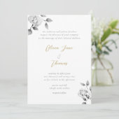 Elegant Black and White Hand Drawn Rozen Wedding Kaart (Staand voorkant)