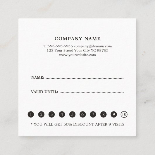 Elegant Black and White Handwrite Loyalty Kaart (Achterkant)