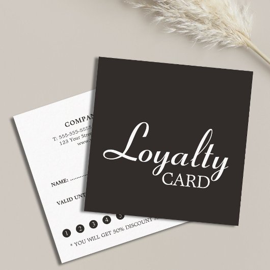 Elegant Black and White Handwrite Loyalty Kaart