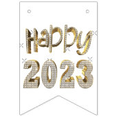 Elegant Black and White Happy Nieuwjaar 2023 Vlaggetjes (Tweede vlag)