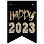 Elegant Black and White Happy Nieuwjaar 2023 Vlaggetjes (Eerste vlag)