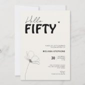 Elegant Black and White Hello Fifty 50th Birthday Kaart (Voorkant)