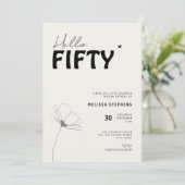 Elegant Black and White Hello Fifty 50th Birthday Kaart (Staand voorkant)