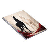Elegant Black and White Horses Minimalist Art Notitieboek (Rechterzijde)