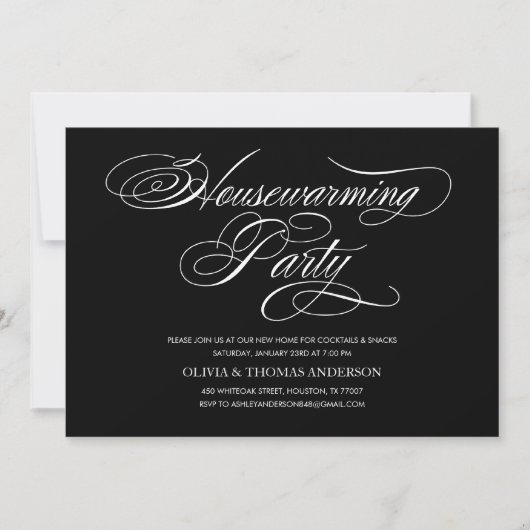 Elegant Black and White Housewarming Invitations Kaart (Voorkant)