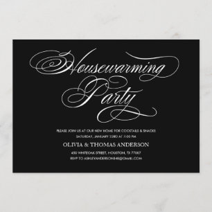 Elegant Black and White Housewarming Invitations Kaart