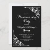 Elegant Black and White Housewarming Party Kaart (Voorkant)